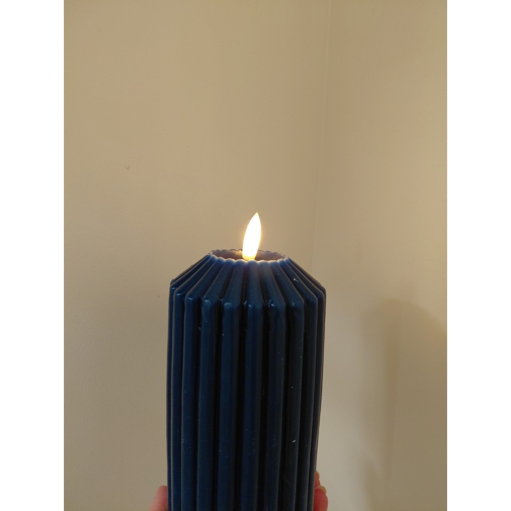 SET of 2 Ashland Wax LED Candles Warm White Flickering Flame 6" Blue NEW - Picture 3 of 5